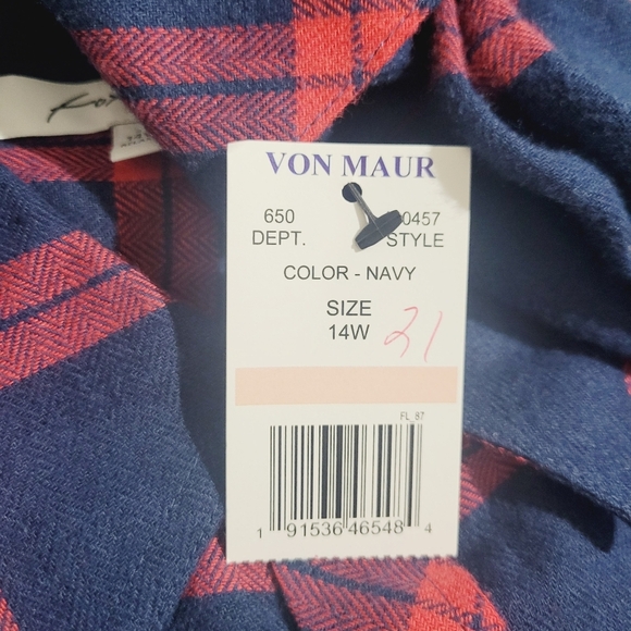 NEW FOXTROT Women's Plaid Flannel Button Up Shirt Size 14 relaxed Fit - Picture 10 of 11